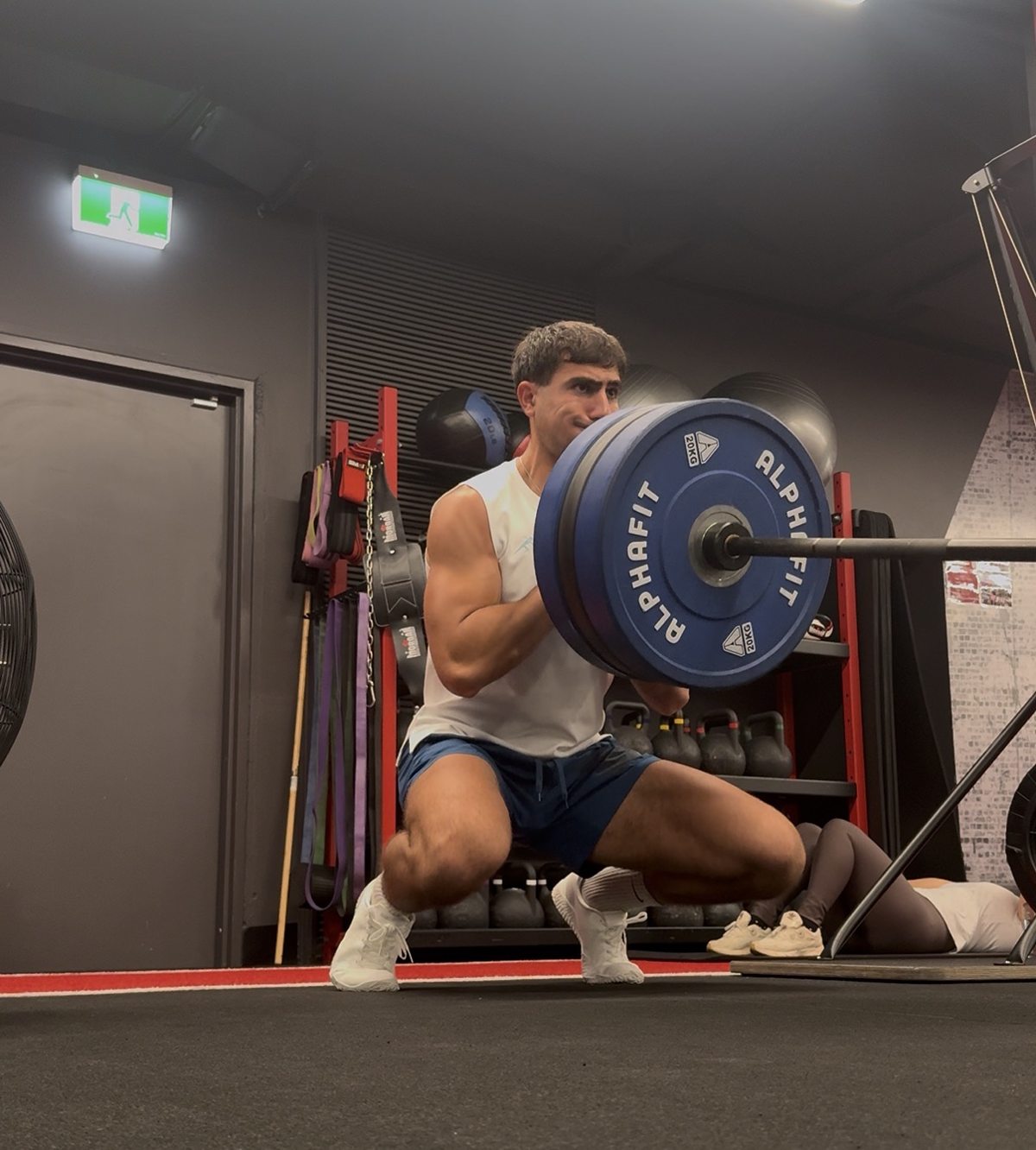 Strength training session with a barbell